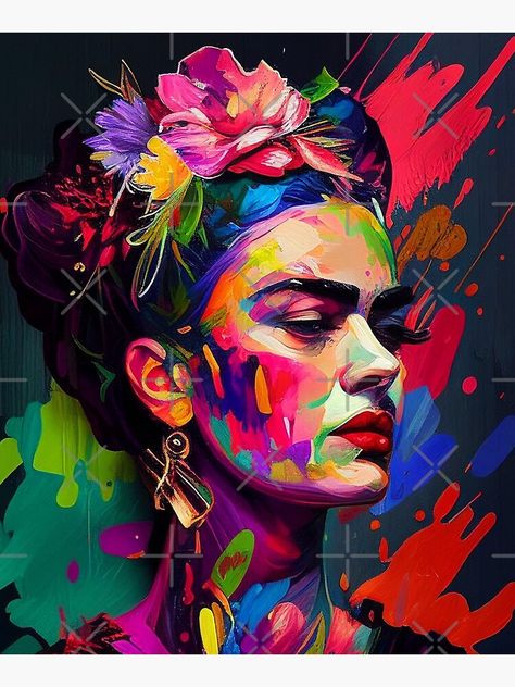 "Frida Kahlo  " Mounted Print for Sale by SanzidaDesign Painting Ideas For Women's Day, Frida Kahlo Acrylic Paintings, Frida Kahlo Prints, Frida Kahlo Quotes, Frida Kahlo Paintings, Sculpture Art Projects, Kahlo Paintings, David Bowie Art, Bowie Art