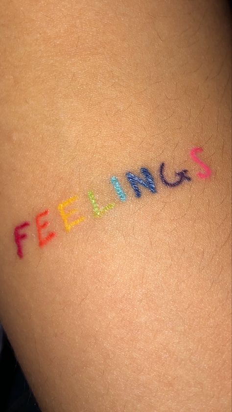 Small Color Tattoo For Men, Alive Tattoo, Rainbow Tattoo, Colorful Tattoo, Rainbow Tattoos, Date Tattoos, Doodle Tattoo, Word Tattoos, Tattoo Lettering