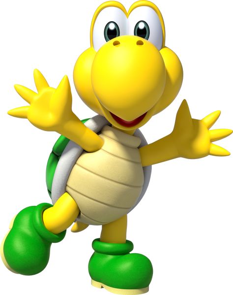 Koopa Troopas (Japanese: ノコノコ Nokonoko) are recurring common enemies in the Mario series. They are turtle-like creatures who hide in their shells when someone stomps on themselves. The Koopa Troopa is the most common classification of Koopa. Koopa Troopas are often troopers in the Koopa Troop. Koopa Troopas come in four colors: Green, Red, Blue, Yellow, and more. If an enemy is referred to as just "Koopa," this usually means Koopa Troopa. The green Koopa Troopas will walk off cliffs, while... Mario Turtle, Mario Level, Koopa Troopa, Super Mario, Mario, Red