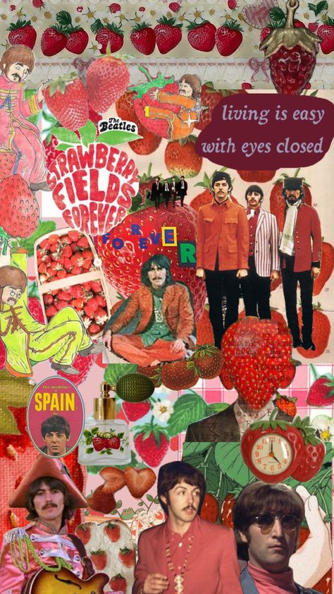 Strawberry fields forever Beatles Collage, Fauvism Art, John Lennon Paul Mccartney, Bug Boy, Strawberry Fields Forever, Beatles Art, British Boys, The Fab Four, Strawberry Fields