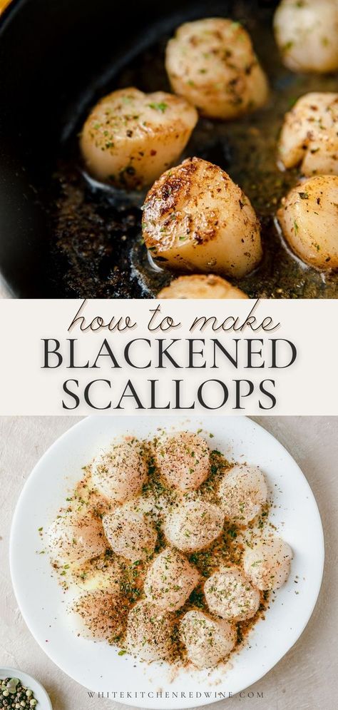 Blackened Scallops Recipes, Blackened Scallops, Green Risotto, Shrimp And Scallop Recipes, Spring Risotto, Easy Scallop Recipes, Risotto With Asparagus, Glass Of White Wine, Pepper Shrimp