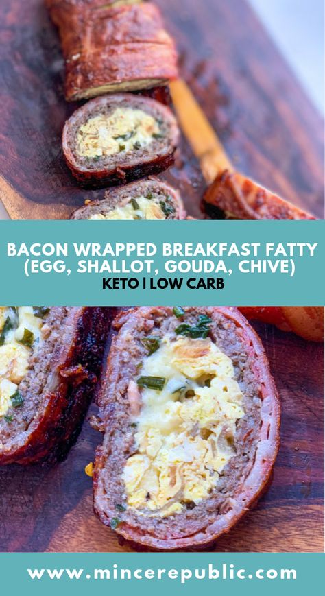 Breakfast Fatty Recipes, Breakfast Prep, Spicy Seasoning, Bbq Seasoning, Big Green Egg, Fresh Chives, Sausage Breakfast, Bacon Wrapped, Crispy Bacon