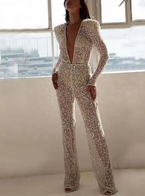 Sequin Jumpsuit Long Sleeve, Party Rompers, Overall Jumpsuit, Two Piece Jumpsuit, Sequin Jumpsuit, Party Pants, Long Sleeve Sequin, White Jumpsuit, Long Sleeve Jumpsuit