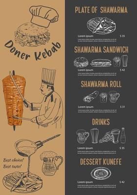 Shawarma Place, Food Illustration Design, Flower Background Images, Doner Kebab, Cafe Menu, Pattern Illustration, Hand Embroidery Designs, Food Illustrations, Vector Art