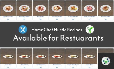 Home Chef Hustle Recipes Available for Restaurants | Patreon Sims 4 Home Chef Hustle Cc, Sims 4 Restaurant, Garden Pizza, Seafood Pizza, Sims 4 Challenges, Sims 4 Gameplay, Margherita Pizza, Sims 4 Collections, Health Breakfast