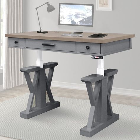 Lift Desk, Future Office, Standing Desk Converter, Adjustable Height Standing Desk, Office Inspo, Workshop Ideas, Adjustable Standing Desk, Desk Ideas, Work Room