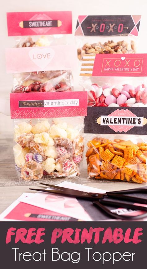 Free Printable Valentine Treat Bag Toppers are fun and modern designs with gold foil that will impress your adult loved ones and children! Print out these easy templates for a special gift filled with your favorite sweet treat or snack mix. via @KraftedKoch Holiday Bites, Relationship Dates, Valentine Sweets, Treat Bag Toppers, Valentine Treat, Night Recipes, Fantastic Recipes, Decadent Chocolate Desserts, Valentine's Party