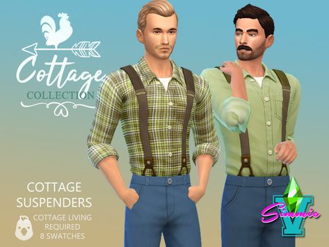 Sims 4 Country Living, Sims 4 Cc Country Clothes Male, Guy Sims, Vintage Boys Clothes, Sims 4 Cottage, Male Sims, Sims 4 Tattoos, Male Clothing, Sims Building