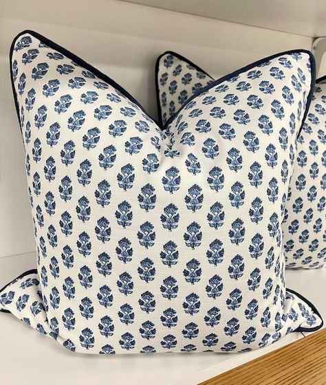 Anna French Navy Blue Pattern Designer Pillow Cover With | Etsy Navy Blue Dorm Room, French Navy Blue, Blue Dorm, Navy Bedrooms, Navy Blue Bedrooms, Navy Pillows, Anna French, College Room, French Navy