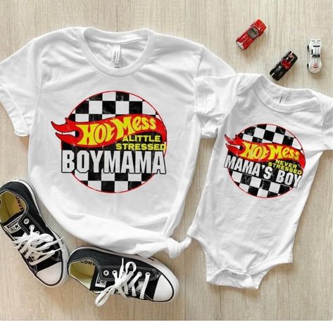 Funny Matching Outfits, Mom And Me Shirts, Hot Wheels Birthday, Mom Of Boys Shirt, Boy Mama, Mommy And Son, Shirt Bodysuit, Mommy And Me Shirt, Cute Shirt Designs