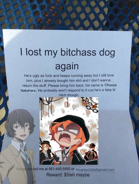 🤷‍♀️ anybody call the number or email if we find a missing Chuuya Dazai Chuuya Memes, Chuuya As A Boyfriend, Chuuya Body Pillow, Chuuya Blushing, Chuuya Bracelet, Chuuya Hair, Drunk Chuuya, Chuuya Waist, Chuuya Funny