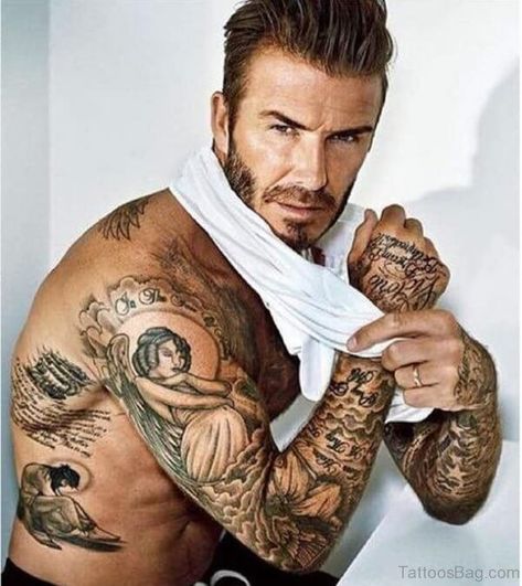 Top 100 Best Sleeve Tattoos For Men: Cool Design Ideas & inspirations | Improb David Beckham Tattoos, David Beckham Hairstyle, Tattoo Homme, Beckham Hair, Full Tattoo, Stylish Tattoo, Full Arm Tattoos, Cool Tattoos For Guys, Full Sleeve Tattoos