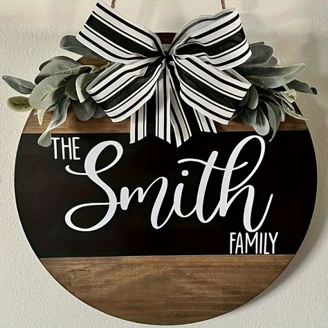 Faster shipping. Better service 12 Inch Round Wood Sign, Last Name Signs Wooden Diy, Elephant Cartoon, Decor Entrance, Welcome Signs Front Door, Round Signs, Front Door Hanger, Welcome Door Signs, Door Signs Diy