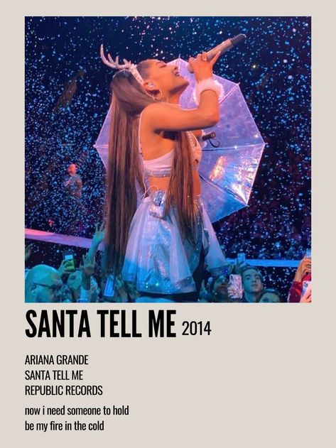 Ariana Grande Christmas Songs, Santa Tell Me Ariana, Santa Tell Me Ariana Grande, Polaroid Christmas, Santa Tell Me, Ariana Grande Poster, Sweetener World Tour, Aesthetic Polaroid, Concert Performance