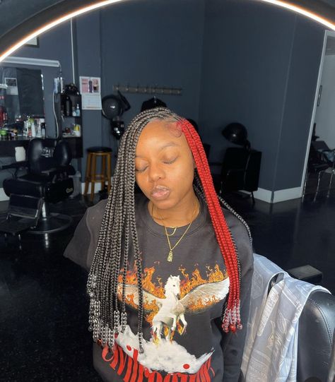 Bday Hairstyles, Red Braids, Knotless Box Braids, Box Braids Hairstyles For Black Women, Braided Hairstyles For Teens, Cute Braided Hairstyles, Quick Braided Hairstyles, Cute Box Braids Hairstyles, Black Couple