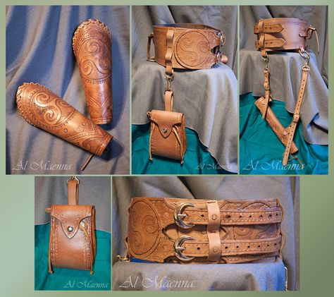 Forest Elven Ranger Set by ~Shattan on deviantART Fantasy Ranger, Ranger Outfit, Arm Bracers, Fantasy Craft, Ren Faire Costume, Elf Cosplay, Historical Armor, Leather Armor, Cosplay Diy