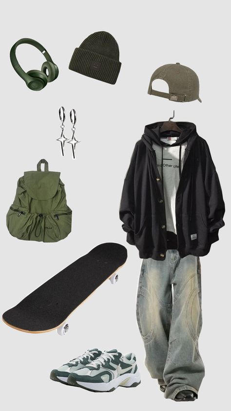 Outfit Inspo Green, Skate Outfit, Skater Outfit, Skater Outfits, Mood Clothes, Guys Clothing Styles, Skater Streetwear, Vibe Clothes, Skater Style