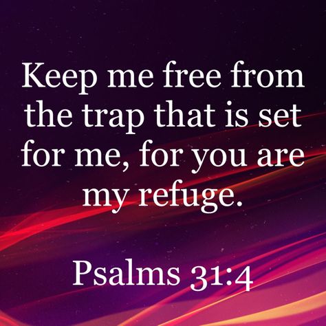 Keep me free from the trap that is set for me, for you are my refuge. ‭‭Psalms‬ ‭31‬:‭4‬‬ Psalms 31, Psalm 31, Father God, Audio Bible, Bible Versions, Daily Bible Verse, Daily Bible, Motivational Quotes For Life, Verse Of The Day