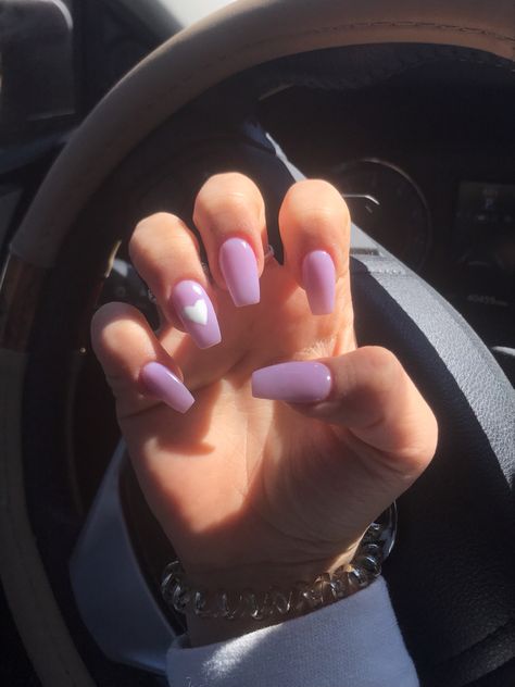 Purple Nails Heart, Summer Nails Coffin, Nail Designs For 2023, Sweet 16 Nails, Light Purple Nails, Dark Purple Nails, Violet Nails, Lilac Nails, Purple Acrylic Nails