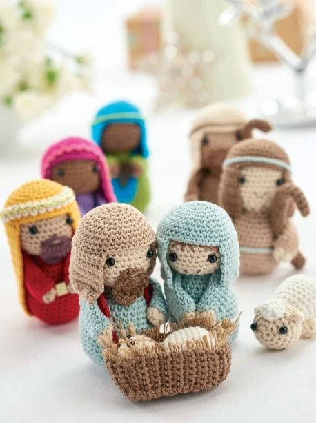 Crochet Nativity, Christmas Crochet Patterns Free, Christmas Knitting Patterns, Crochet Amigurumi Free Patterns, Haken Baby, Crochet Christmas Ornaments, Christmas Crochet Patterns, Crochet Christmas, Christmas Nativity