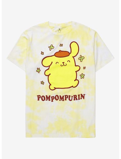 Pompompurin's taking a leisurely stroll on the front of this tie-dye tee–hoping to make his way into your wardrobe! 💖|Shop Sanrio Pompompurin Floral Tie-Dye T-Shirt Sanrio Clothes, Sanrio Pompompurin, Long Sleeve Smock Dress, Anime Tees, Jersey Jacket, Kawaii Plush, Faux Leather Bag, Graphic Quotes, Tie Dye T Shirts