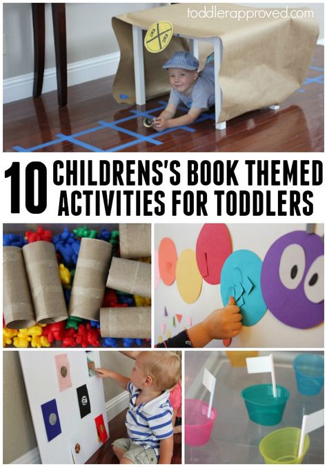 Check out 10 simple toddler themed activities inspired by children's books along with a book themed summer camp for toddlers! Preschool Book Theme Activities, Children's Book Activities, Camping Theme Toddler Activities, Book Activities For Toddlers, Toddler Camping Theme, Literacy Camping Activities Preschool, Camping Theme Literacy Activities, Camping Books For Toddlers, Book Themed Activities