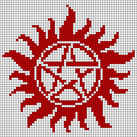 Alpha pattern #139475 | BraceletBook Supernatural Alpha Pattern, Crochet Supernatural, Starting Crochet, Demon Possession, Stitch Stuff, Pixel Crochet, Sam Dean, Pixel Design, Supernatural Sam