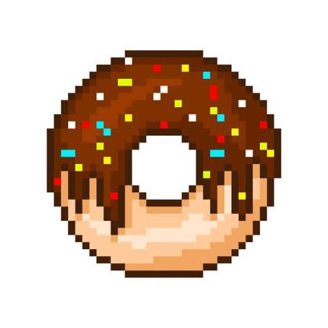 Chocolate Donut, 8 Bits, Chocolate Donuts, Crochet Shoes, Art Drawing, Pixel Art, Donuts, Mario Characters, Art Drawings