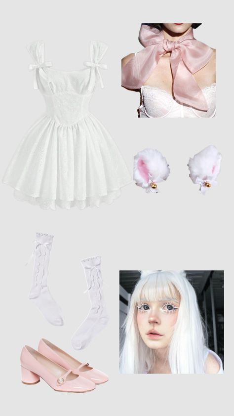 Marie costume inspo🎀 Baby Doll Costume For Women, Marie Aristocats Costume, Aristocats Costume, Costume For Women, Marie Aristocats, White Costumes, Costume Inspo, Halloween Inspo, Doll Costume