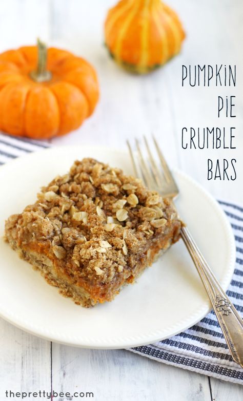 A taste recipe for pumpkin pie crumble bars. A perfect holiday dessert. #pumpkin Pumpkin Pie Crumble, Pumpkin Crumble, Desserts Thanksgiving, Dairy Free Pumpkin, Oat Crumble, Pie Crumble, Almond Meal, Crumble Bars, Pumpkin Bars