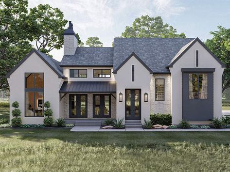 European House Plan, 050H-0470 Three Gables, Modern Cottage House Plans, English Homes, Advanced House Plans, Modern Cottage Style, Street Appeal, European Plan, Farmhouse Designs, Cottage Style House Plans