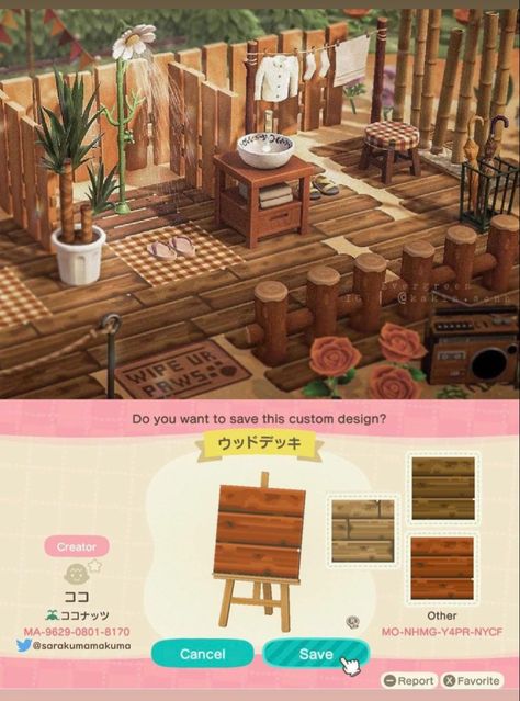 Animal Crossing Cafe, Wood Deck Designs, Cottagecore Animal Crossing, Wood Path, Acnh Cottagecore, Beach Path, Animal Crossing 3ds, Animals Crossing, Ac New Leaf