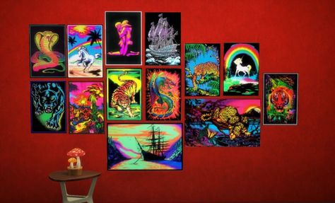 Budgie2budgie: Tacky velvet posters • Sims 4 Downloads Blacklight Room, Trippy Decor, Trippy Posters, Blacklight Posters, Sims 4 Downloads, Sims 4 Update, Sims 4 Game, Sims 4 Cc Finds, Sims 4 Clothing