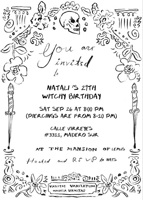 Witchy Birthday Invitation, Gothic Birthday Invitations, Witch Bday Party, Witchy Birthday Ideas, Witchy Themed Party, Witches Night Out Party Ideas, Witch Party Invitations, Witchy Birthday Party, Witch Invitations