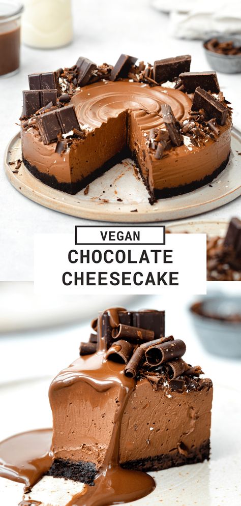 Vegan Chocolate Cheesecake, Cheesecake Gluten Free, Banana Diaries, Vegan Cheesecake Recipe, Healthy Cheesecake, Chocolate Custard, Gluten Free Cheesecake, Vegan Cheesecake, Creamy Chocolate