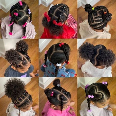 Kids Cornrow Hairstyles, Black Baby Girl Hairstyles, Baby Girl Hairstyles Curly, Black Kids Braids Hairstyles, Cute Toddler Hairstyles, Lil Girl Hairstyles, Kids Curly Hairstyles, Kid Braid Styles, Quick Natural Hair Styles