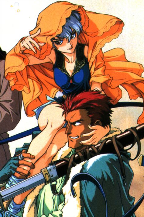 Legend of Crystania - source: Newtype magazine (1993) Newtype Magazine, Character Poses, Old Anime, Character Design Animation, Anime Screenshots, 90s Anime, Art Poses, Japanese Artists, Manga Illustration