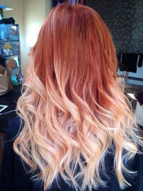 Ginger Hair With Blonde Dip Dye, Red Hair With Blonde Tips, Blonde Hair With Red Tips, Orange Ombre Hair, Strawberry Blonde Ombre, White Ombre Hair, Ginger Ombre, Cheveux Oranges, Red Ombre Hair