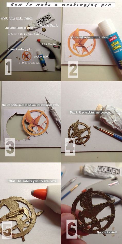 Diy Mockingjay Pin, Katniss Everdeen Costume Diy, Mockingjay Costume, Mocking Jay Pin, Hunger Games Halloween Costumes, Katniss Everdeen Costume, Hunger Games Mockingjay Pin, Hunger Games Crafts, Katniss Costume