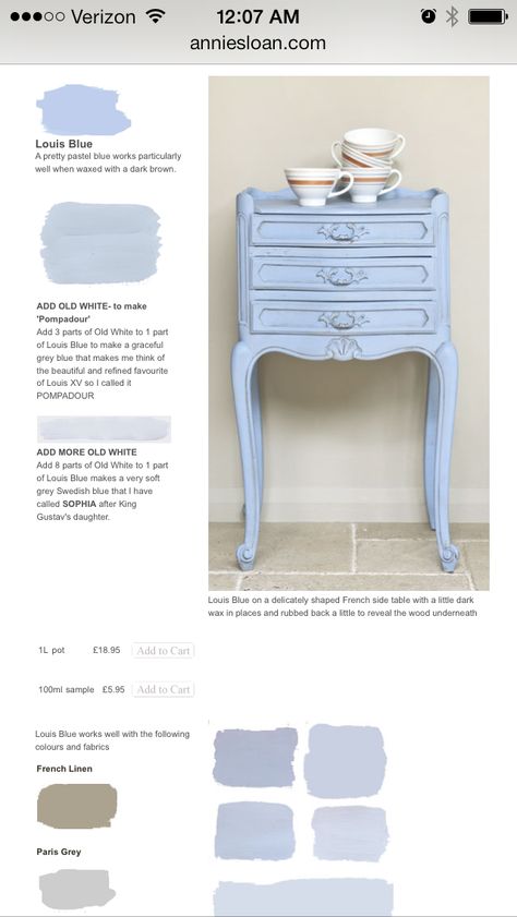 Annie Sloan Louis Blue hues Annie Sloan Louis Blue, 1960s Home Remodel, Annie Sloan Colors, Louis Blue, Annie Sloan Painted Furniture, Diy Bookshelf, Blue Chalk Paint, 1960s Home, Chalk Paint Colors