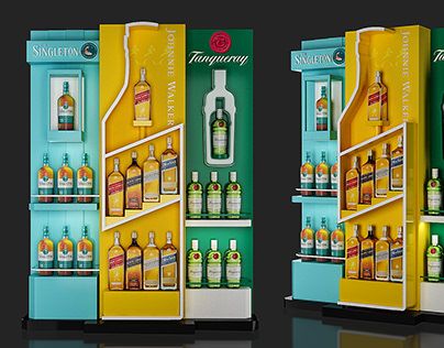 Bottle Stand Display, Point Of Sale Design, Pos Design, Bottle Display, Bottle Stand, Pop Display, Good Presentation, Exhibition Display, Johnnie Walker