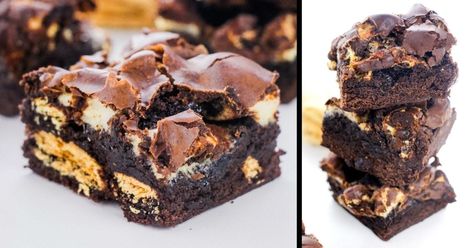 Heavenly S'mores Brownies Recipe Dessert Smores, Brownies Fudgy, Lemon Cake Mix Cookies, Smores Brownies, Rotten Teeth, One Bowl Brownies, Bar Desserts, Peanut Butter No Bake, Lemon Cake Mixes