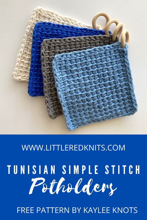 Tunisian Dishcloth Patterns Free, Knitted Pot Holders Free Pattern, Pot Holder Pattern, Friday Freebie, Tunisian Simple Stitch, Chunky Crochet Hat, Crochet Pot Holders Free Pattern, Dishcloth Patterns Free, Kitchen Crochet