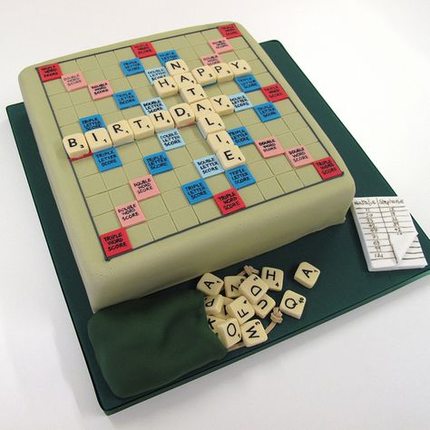 Scrabble Cake.  Oh Jane, you have to do this some time!!@Jane Izard Izard Izard Izard Izard Schmidt Scrabble Cake, Retirement Cake, Adult Birthday Cakes, Big Cakes, Game Party, Cake Gallery, Novelty Cakes, Special Cake, Love Cake