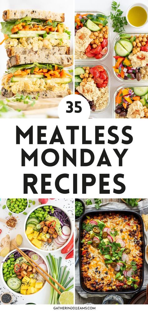 Try these quick meatless meals to kick off your week! With 35 delicious options, you’ll never run out of ideas for Meatless Monday. Easy Meatless Meals Healthy, Meatless Dinner Ideas Healthy, Quick And Easy Dinner Recipes Vegetarian, No Meat Meals Easy, Dinners Without Meat, Healthy Meatless Dinners, Easy No Meat Dinner Recipes, Pasta Dishes No Meat, Vegetarian Dinners Easy