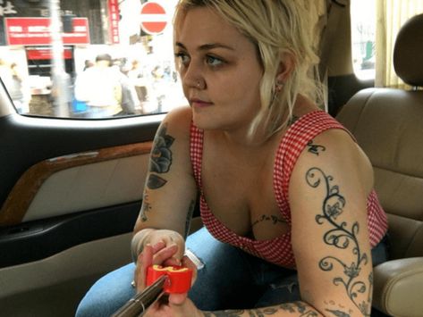 The Tattoos of Pop Rock's Latest Sensation: Elle King | Tattoo Ideas, Artists and Models King Tattoo Ideas, Tattooed Celebrities, Friday The 13th Tattoo, King Tattoo, Blonde Dreads, Elle King, Girl Power Quotes, 13 Tattoos, King Tattoos