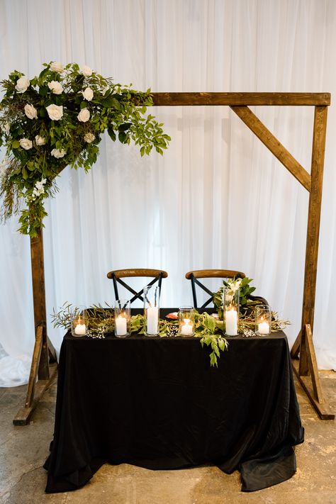 Photo By: Malorie Gwyn Photography Sweetheart Table Candles, Greenery Arch, Table Candles, Candle Table, Sweetheart Table, 30th Anniversary, Arch, Candles, Photography