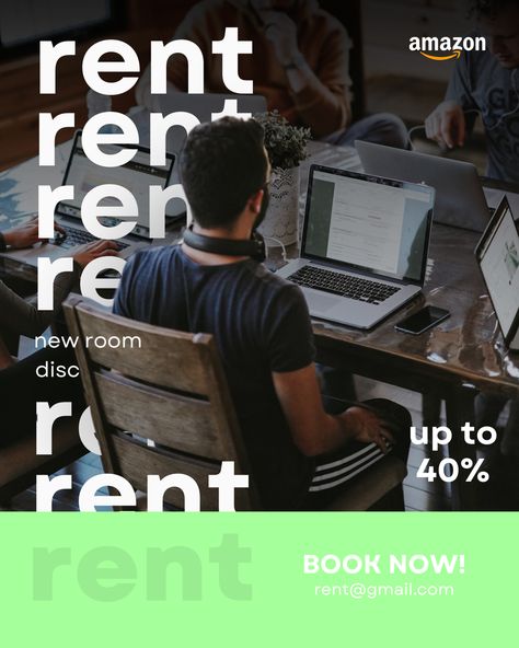 Font in use: Garet Rent Poster, Ads Poster, Office Rental, Poster Ads, New Room, Office Space, Home Art, Wall Art, Books