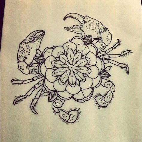 Mandala like this. by drewshallis (Drew Shallis) Mandala Arm Tattoo, Crab Tattoo, Petit Tattoo, Muster Tattoos, Theme Tattoo, Geniale Tattoos, Zodiac Tattoos, Zodiac Tattoo, Mandala Tattoo Design