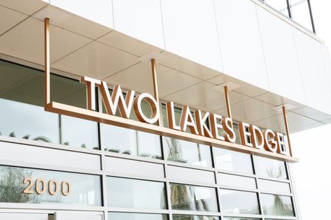 Two Lakes Edge - Hardman Signs Retail Signage Exterior, Hotel Signage Exterior, Signage Design Exterior, Suspended Signage, Hotel Wayfinding, Brand Signage, Name Board Design, Storefront Signage, Park Signage